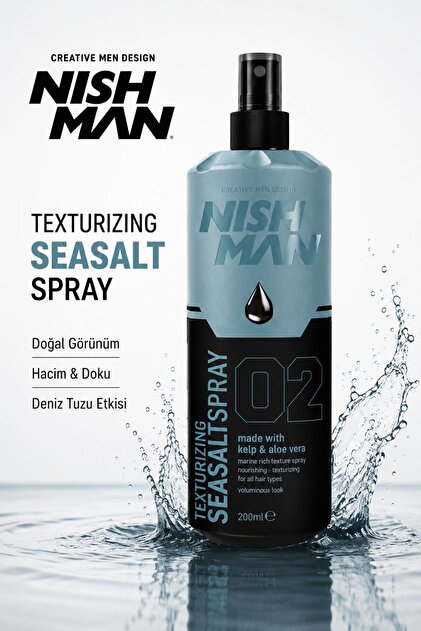 NISHMAN Deniz Tuzu Saç Spreyi 200 ml – Hacim, Doku ve Doğal