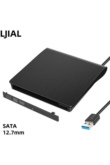 black LJIAL 12.7mm USB 3.0 DVD Drive External Optical Drives Enclosure SATA to USB External Case For