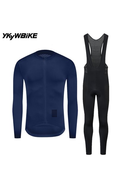 Asia L (EU M) Darkblue YLJZ206 YKYWBIKE Men's Cycling Sets Long Sleeve Long Bib Pants Bicycle Cloth