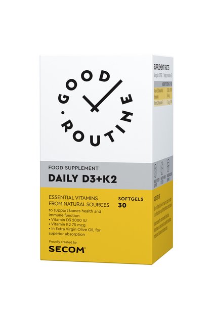 Daily Vitamina D3 + K2, 30 capsule moi,