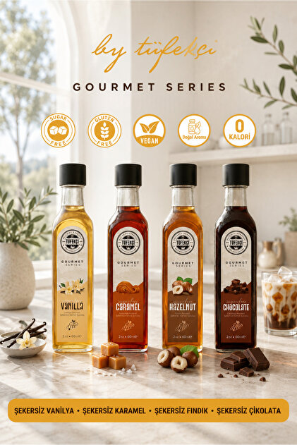 By Tüfekçi Şekersiz (Sugar Free) 4'lü Deneme Şurup Seti | Kahve