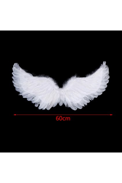 60x45cm 1Pc Kids Adult Party Swallow White Angel Feather Wings Wands Cosplay Elastic Straps Wedding