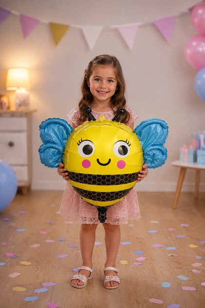 Bee Figured Foil Balloon 54 cm Yellow Black Blue Cute Bee Party Balloon Kids Decor