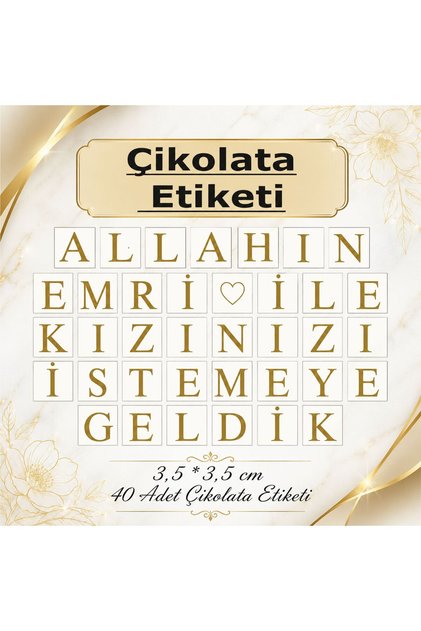 Allahın Emri İle Kızınızı İstemeye Geldik İsteme Etiketi Harf Etiketi Gold Renk tabaka şeklinde