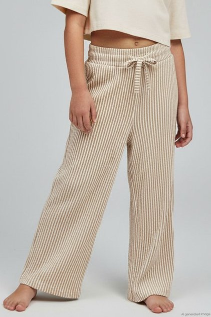 Girl's Pants with Stripes, Bow, Lace Accessories, Elastic Waist Detail, Ages 4-8, Mixed Colors