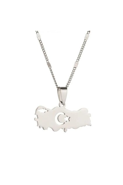 Türkiye Map Moon Star Steel Necklace
