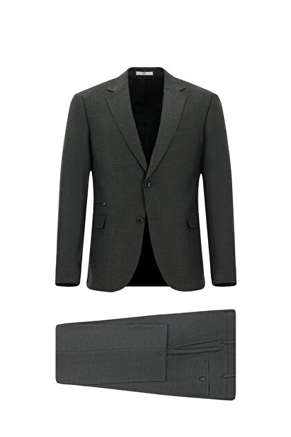 6 Drop Regular Fit Standard croială material elastic Costum cu fermoar cu buzunare