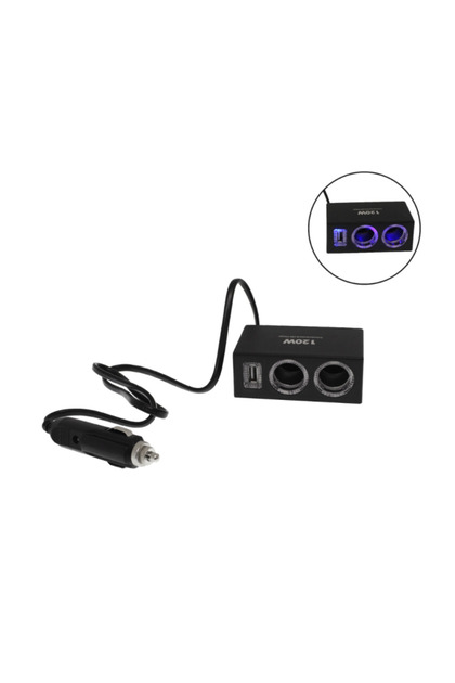 Adaptor brichetă auto 2 prize 1 USB 1522 120W 12V 24V