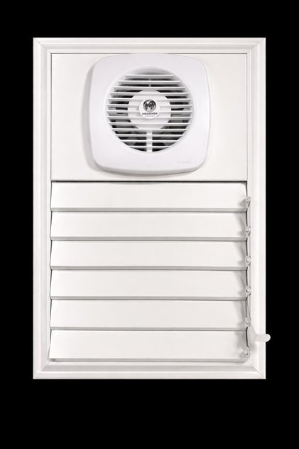 35X35 Aluminum White Bathroom Shutter with Fan