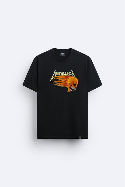 Metallica crna majica sa širokim izrezom i printom