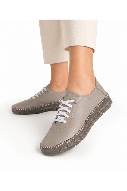 Genuine Leather Women's Transparent Gel Sole Casual Daily Comfortable Flexible Lace-Up Shoes