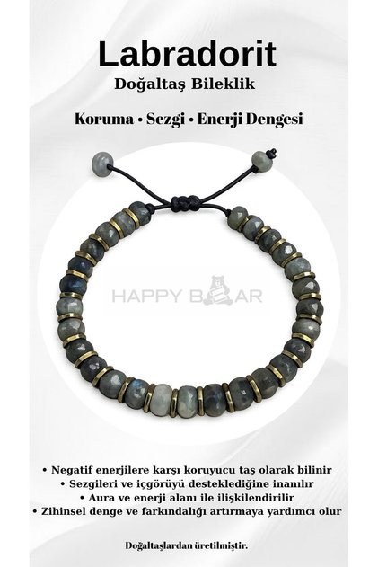 Natural Labradorite Stone Bracelet 8 mm | Aura Protector and Energy Balancer Natural Stone Bracelet