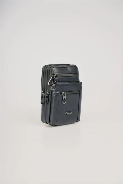 Men's Messenger Bag Cross Strap Genuine Leather Daily Use Stylish Lightweight Multi-Compartment Black 31614