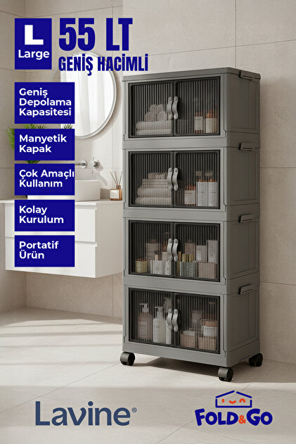 Evsane 55 LT Geniş Hacimli Organizer Dolap - 4 Bölmeli 127 cm Çok