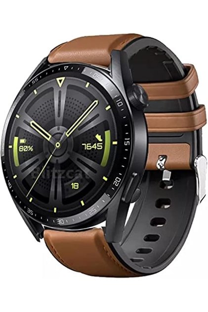 Silicone Leather Band Compatible with Huawei Watch GT5 PRO | GT5 | GT4 | GT3 | GT2 | GT3 PRO | GT2 PRO | Watch 3/4 | Watch Ultimate | Watch buds | 46mm & 48mm, Quick release strap