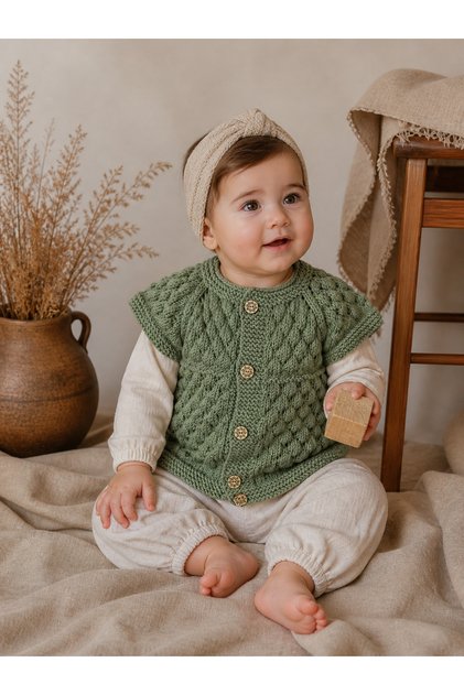Natural Yarn Hand Knitted Baby Vest – Anti-Allergic, Soft & Breathable