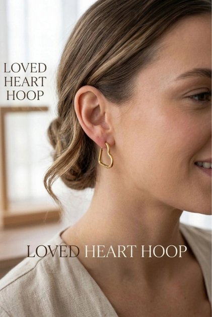 Heart Steel Earrings | Gold Color Elegant and Stylish Design | Amore Series