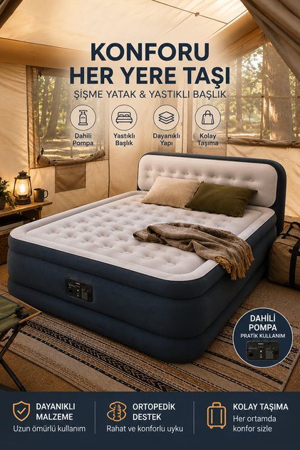 Kendi Kendine Şişen Çift Kişilik Queen Başlıklı 64448