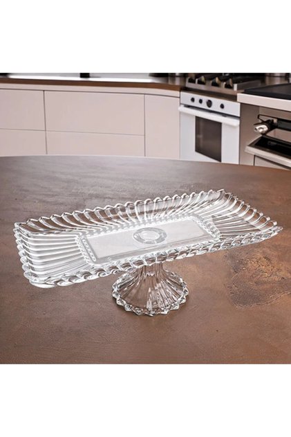 Ayaklı Dikdörtgen Cam Kristal Sunumluk 36x17x12 cm