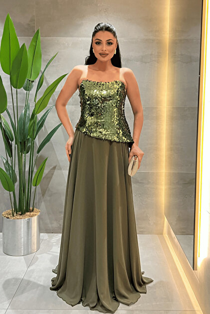 chiffon top sequin bottom dress Women's Petite Lemon Sequin Bodice Chiffon Fishtail V Neck Maxi Dress, butter yellow