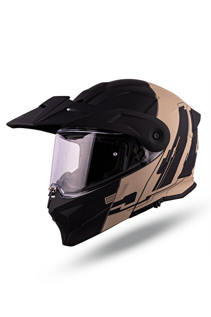 Origine Adventure Cyborg Mat Kum - Siyah Çene Açılır Cross Kask