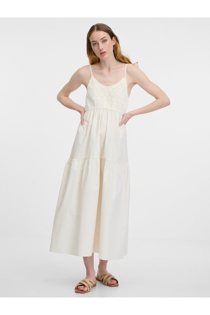 Rochie midi crem de damă