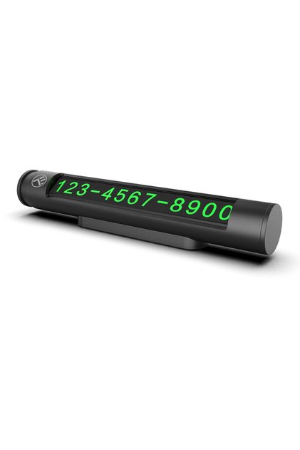 Card de parcare auto temporar pentru două numere de telefon, negru metalic