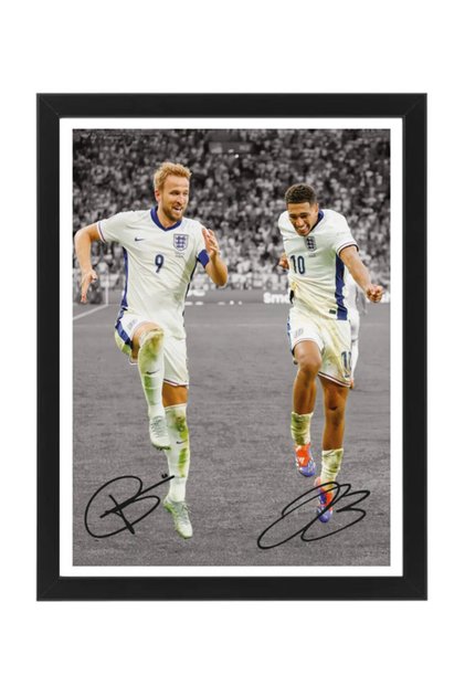 Jude Bellingham and Harry Kane England Printed Autograph - Framed Poster 30x40cm - Football Memorabilia, Soccer Collectible, Gift for Fans , Man Cave