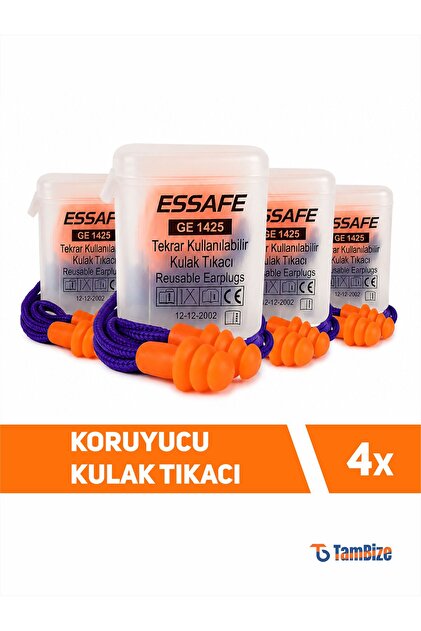 İpli Kulak Tıkacı Gürültü Önleyici ve Duş, Deniz, Havuz Kullanımına Uygun 4 Adet