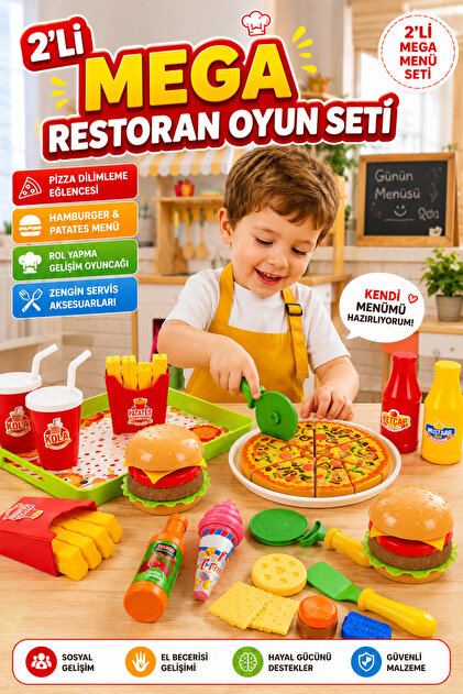 MINGページ　2枚セット YILDIRIM OYUNCAK 2'li Mega Fast Food Oyuncak Seti – Pizza