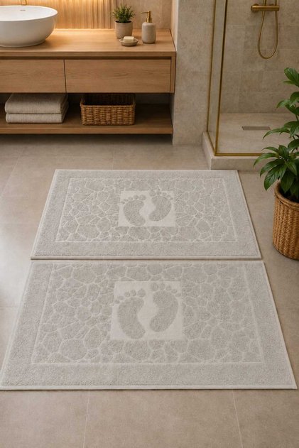 2-Piece Foot Towel-Foot Mat 50*70 cm 2 Pieces - Bathroom - Guest - Dowry 100% Cotton