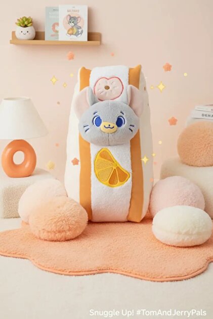 Miniso Lisanslı Tom ve Jerry Gokko Sandviç Figürlü Yastık 55 Cm