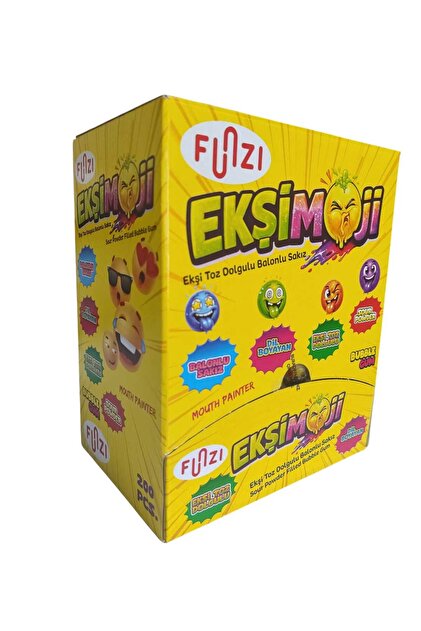 Funzi Emrah Gültekin 40 Adet Sakız Ekşi Toz Dolgulu Emoji Şekilli