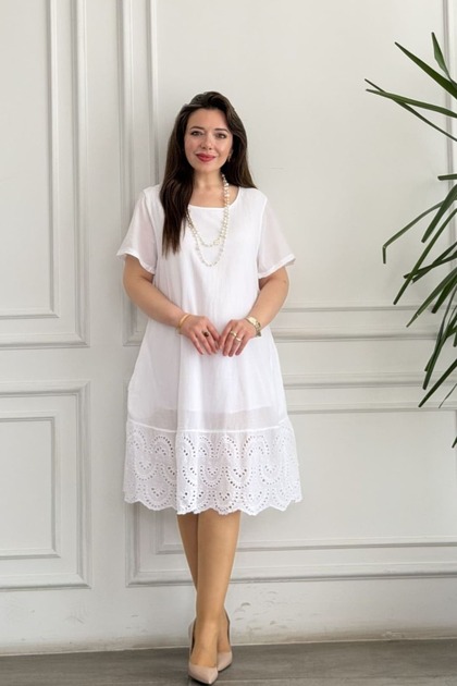 Dress with Scalloped Hem Detail