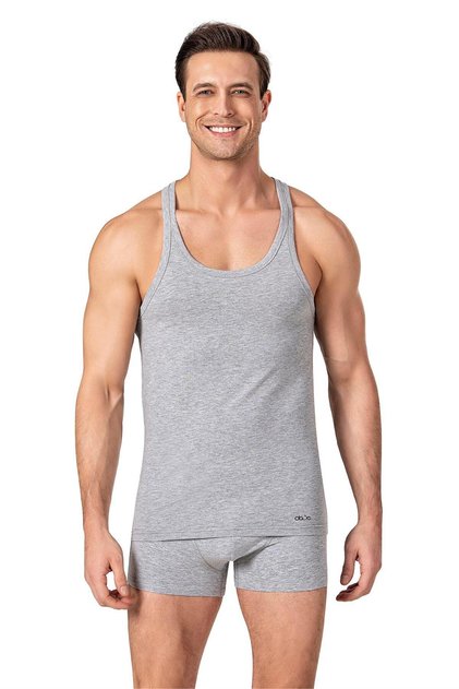 Men's Gray Lycra Cotton Thin Strap Undershirt