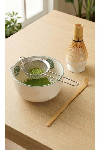5-Piece Matcha Set (Matcha Bowl, Bamboo Whisk, Bamboo Scoop Spoon, Whisk Holder, Matcha Strainer)
