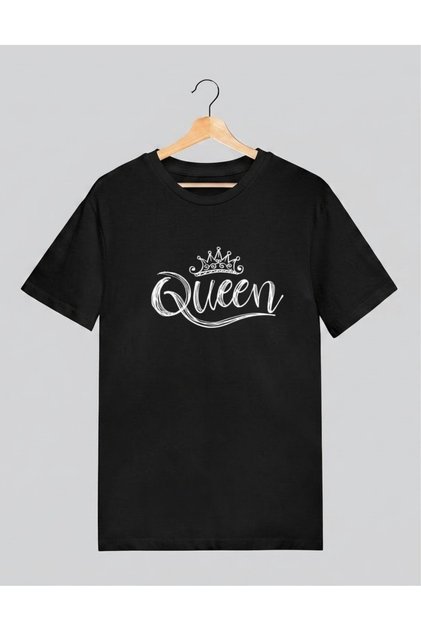 Unisex T-Shirt Black Queen Crown Logo Printed on Front and Back We Will Rock You Printed Cotton Crew Neck Rock Band Design T-Shirt