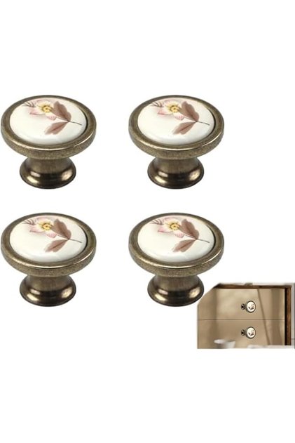 Alloy Knobs, 6 pcs 4-Leaf Clover Gold Color Bronze Alloy Knobs, Kitchen Cupboard Drawer Pulls Kitchen Wardrobe Furniture Handles, Dresser Knobs 6 Pack for Doors, Drawers, Cupboards, Closets
