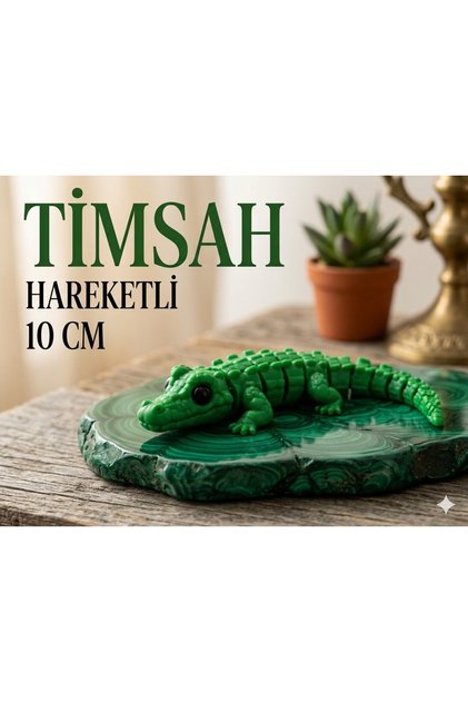 Hareketli Timsah Figürü Oyuncak 10 cm - 2 Adet Set Yeşil Stres Oyuncağı
