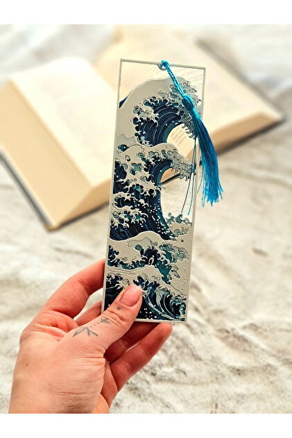 Büyük Kanagawa Dalgası Çerçeveli Kitap Ayracı – Japon Sanatı Doğa Temalı Ayraç - Kitapseverlere Hediyelik - 3D Baskı