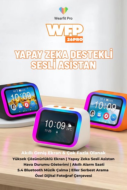 Multifonksiyonel RGB Aydınlatmalı Yapay Zeka Destekli Eş Zamanlı 21 Dilde Çeviri Yapabilen Alarm Saatli Dijital Fotoğraf Çerçeve Asistan