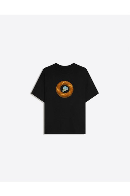 Simit Printed Crew Neck Oversize Trendy Women's T-Shirt