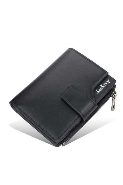 Men's Bi-fold Wallet with Snap Button & Zipper Pocket, PU Leather Multi-Card Holder Purse for Cash, Cards & Coins, Casual Compact Short Wallet for Daily Use