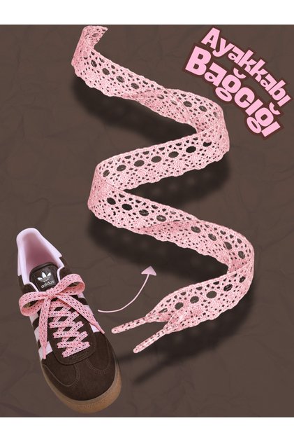 Pembe, Koton Dantel Ayakkabı Bağcığı – 2’li, 145 cm x 2 cm Koton Sneaker Bağcığı, Hediye Aksesuar .🍥⋆