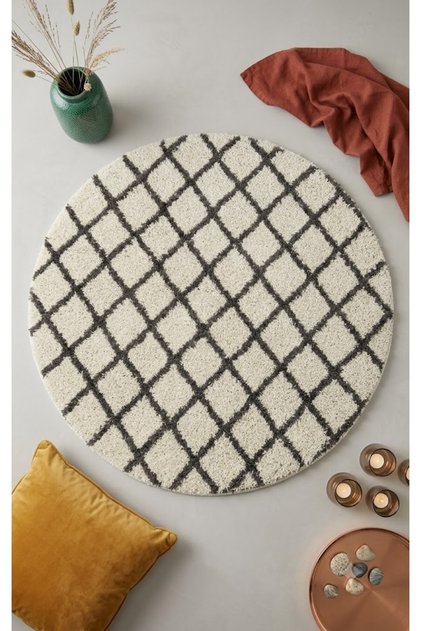 Royal Nordic Circle Machine Washable Living Room Bedroom Floor Mat Circle Carpet Shaggy
