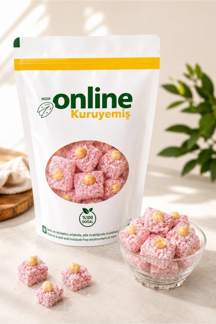Lokum Hazelnut with Strawberries - 250 Gr