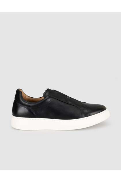 Black Genuine Leather Women's Sneaker Shoes