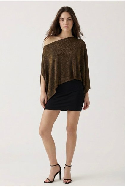 Versatile Glittery Convertible Knitwear Shawl Blouse