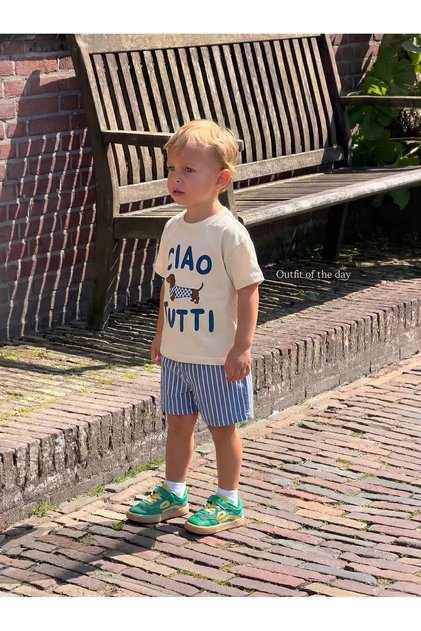 Boy's Slogan Crew Neck Top and Bottom Set
