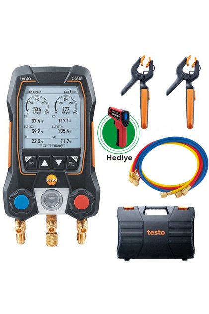 550S Dijital Manifold ve Hortum Seti 4000 Psi | 1/4 Bağlantı | R22